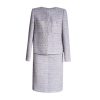 Women Purple Tweed Jacket + Skirt Suit Set Fringed Jacket Woolen Coat Autumn/Winter 2-Piece Set