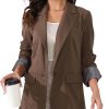Women's Casual Blazer for Work Office Loose Lapel Collar Stripe Open Front Stretch Dressy Business Jacket Suit