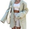 Women Casual Elegant Long Sleeve Oversized Lapel Blazers Open Front Solid Work Office Jacket Blazer