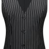 Women's 3 Piece Striped Suit One Button Slim Fit Business Work Professional Blazer Jacket Vest Pants Set