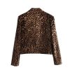 Women's Leopard Suit Casual Peak Lapel Jacket and Skirt Two Pieces Set
