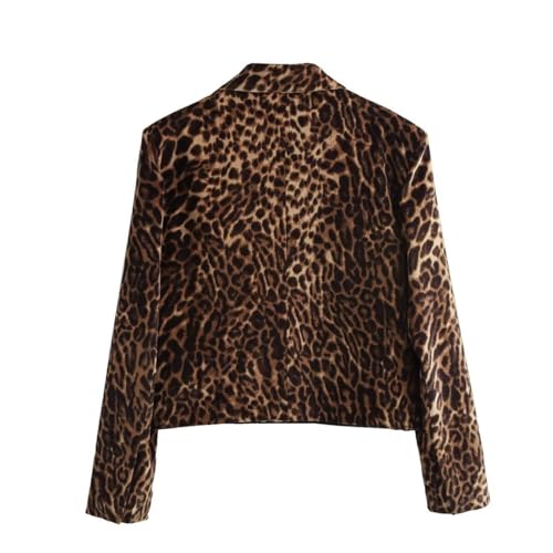 Women's Leopard Suit Casual Peak Lapel Jacket and Skirt Two Pieces Set