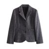 Women's Winter Slim Commuter Lapel Single Breasted Suit Jacket High Waist Skirt Set