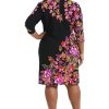 Women's Crew Neck Knee Length 3/4 Sleeve Cascade Print Occasion Event Office Polished Chic Dress