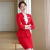 Women's Solid Color V-Neck Single Button Slim Fit Short Suit Jacket Skirt Two-Piece Suit