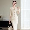 Women's Spring and Summer Solid Single-Breasted Half-Sleeved Slim Suit Jacket and Skirt Two-Piece Set