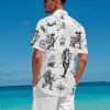 Funny Pirate Hawaiian Shirt Men's Aloha Shirt Summer Beach Vacation Short Sleeve Casual Button Down Shirt