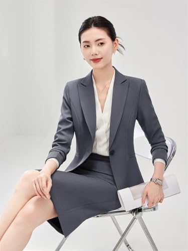 Women's Notch Lapel Collar Slim Fit Suit Jacket Wrap Hip Pencil Skirt 2 Piece Suits Business Office Sets