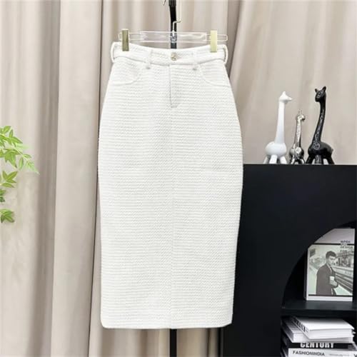 Women White Suit Tweed Jacket + Skirt Spring/Autumn Coat Business Ladies 2 Piece Skirt Sets
