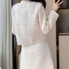 Women Fashion Small Fragrant Tweed Two Piece Set Jacket Coat Mini Skirt Suit French Elegant 2 Piece Outfits
