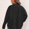 Women's Plus Size Button Down Shirts Long Sleeve Polo Blouses Fall Business Casual Tops with Pocket