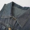 Retro Sleeveless Vest Waist Denim Wide Leg Pants Twopiece Suit for Women