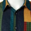 Men's Cotton Linen Vintage Pattern Printed Old Style Shirt Casual Short Sleeve Button Down Retro Shirts