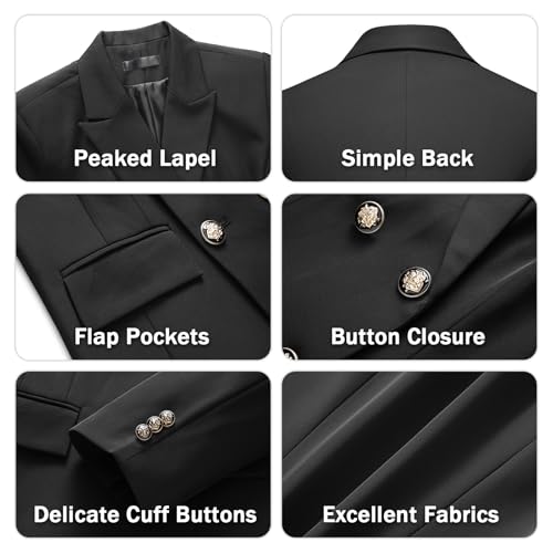 Women's 2 Piece Set Double Breasted Blazer and Pants Suit Business Outfits for Work Office