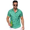 Mens St. Patrick's Day Shirt Hawaiian Shirts for Women Irish Clover Printed Casual Short Sleeve Button Beach Top Costume