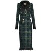 Women Winter Plaid Tweed Skirts Suit Bow Beading Long Sleeve Jacket Tassel Skirt 2 Pieces Set