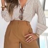 Striped Button Down Shirts for Women Dress Shirts Long Sleeve Casual Collared Office Work Shirt with Pocket