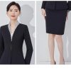 Women Long Sleeve Slim Fit Suit Jacket Midi Wrap Hip Pencil Skirt 2 Piece Sets Business Casual Sutis