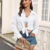 Womens Button Down Shirts Casual Long Sleeve Blouses V Neck Dress Shirt Textured Collared Work Tops with Pocket