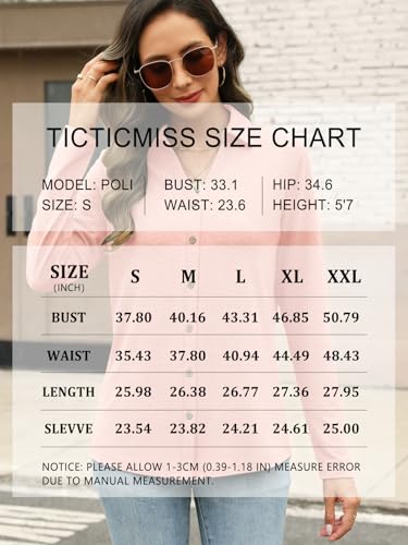 Womens Long Sleeve Tops Button Down Shirts Dressy Casual Fall Tops Trendy Tunic Tops