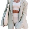 Women Casual Elegant Long Sleeve Oversized Lapel Blazers Open Front Solid Work Office Jacket Blazer