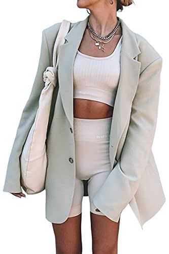 Women Casual Elegant Long Sleeve Oversized Lapel Blazers Open Front Solid Work Office Jacket Blazer