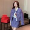 Women's Tweed Two Pieces Set Winter Long Sleeves Jacket Coat + Office Skirt Suits
