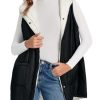 Womens Long Puffer Vests Outerwear Hooded Button Down Gilet Sleeveless Warm Winter Coats Jackets