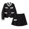 Set Female Winter Short Jacket Pleated Skirt Two-Piece Set