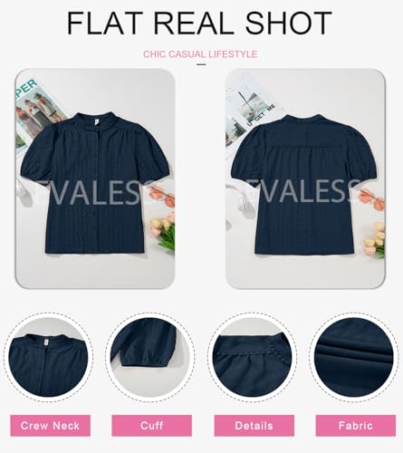 Womens Button Down Shirts Cute Short Puff Sleeve V Neck Tops Spring Summer Blouses for Women Dressy Casual