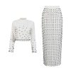 Women's Skirt Suit Spring Autumn Cropped Stand Collar Long Sleeve Top Slim Fit Skirt 2 Piece Set