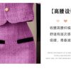 Women Vintage Tweed Two Piece Set Short Coat + Bodycon Skirt Suits Winter Elegant 2 Piece