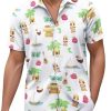 Mens Hawaiian Shirt, Short Sleeves Button Down Beach Clothing, Unisex Summer Flamingos Casual Aloha Floral Shirts