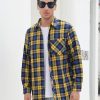 Men's Casual Plaid Flannel Long Sleeve Button Down Shirt