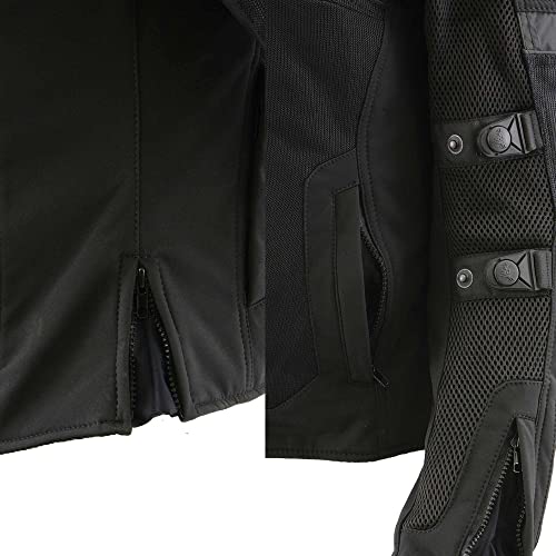 MPL2775 Black Armored Textile Motorcycle Jacket for Women - All Season Jacket w/Removable Liner