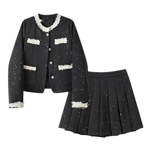 Set Female Winter Short Jacket Pleated Skirt Two-Piece Set