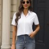 Womens Button Down Shirts Stretch Wrinkle Free Formal Short Sleeve Dress Shirt Summer Work Blouses Business Casual Tops