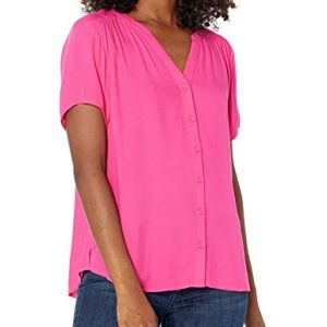 Women's Relaxed-Fit Short-Sleeve Woven Blouse