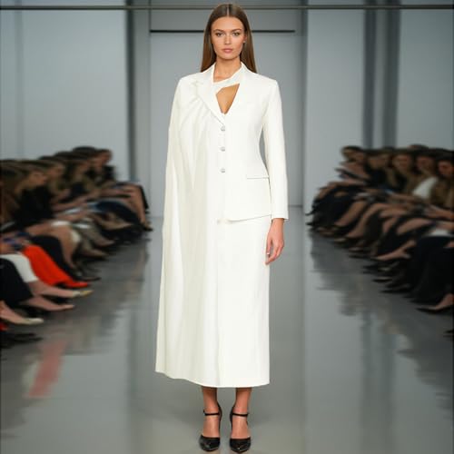 Women's 2-Piece Suit Set Business Casual Single Breasted Jacket and Long Skirt for Party