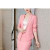 Women Pink Business Suit Long Sleeve Blazers Skirt Office Work Wear Elegant Career Two Piece Set