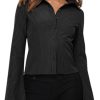 Women??s Button Down Shirts Striped Long Sleeve Collared Casual Work Blouses Tops 2025 Trendy Outfits