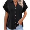 Women's Short Sleeve Polo Tops Summer Button Down Collared T Shirts Casual Cute Ladies Tees