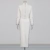 Women's Skirt Suit Spring Autumn Cropped Stand Collar Long Sleeve Top Slim Fit Skirt 2 Piece Set