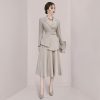 41iVuOPiQ0L.jpg Women's Skirt Suit Spring Autumn Belted Long Sleeve Blazer Loose Casual Skirt 2 Piece Set for Women