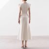 Women's Skirt Suit Summer French White Sleeveless Top Classic Casual Skirt 2 Piece Set for women