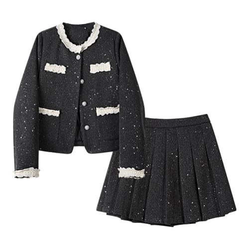 Set Female Winter Short Jacket Pleated Skirt Two-Piece Set