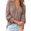 Women Casual Button Down Fall Blouses 2025 Long Sleeve Solid Business Work Tops Cute Relaxed Fit Shirts