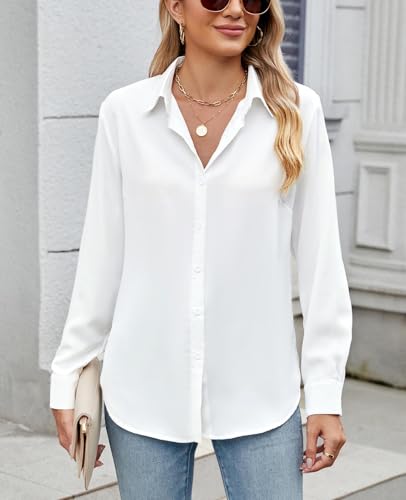 Womens Long Sleeve Button Down Shirt Ultra-Soft Stretch Wrinkle-Free Work Casual Business Office Blouse