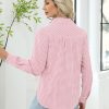 Womens Long Sleeve Button Down Shirts Casual Loose Fit Cotton Collared Blouses