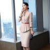 Women's Solid Color V-Neck Long Sleeve Hidden Buttoned Slim Asymmetric Suit Jacket and Skirt Set